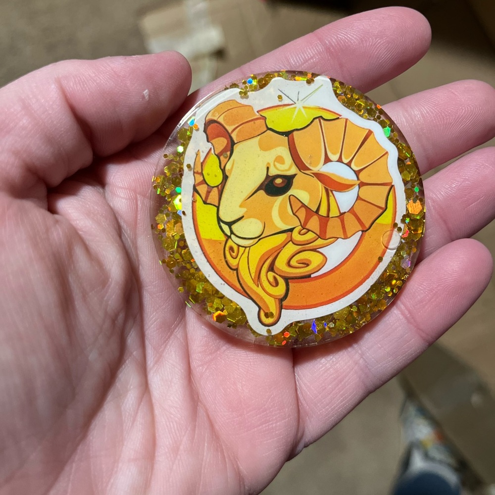 Golden Glitter Capricorn Goat Resin Magnet Handmade